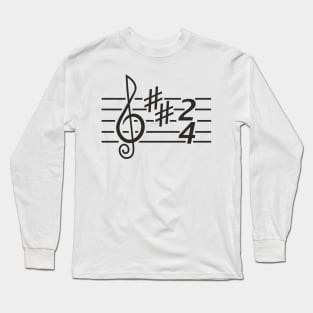 Notes music. Treble clef (black print) Long Sleeve T-Shirt